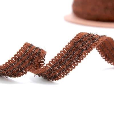 Braid trim with wool aspect - brown / bronze lurex