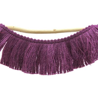 Braid trim with fringes - plum 