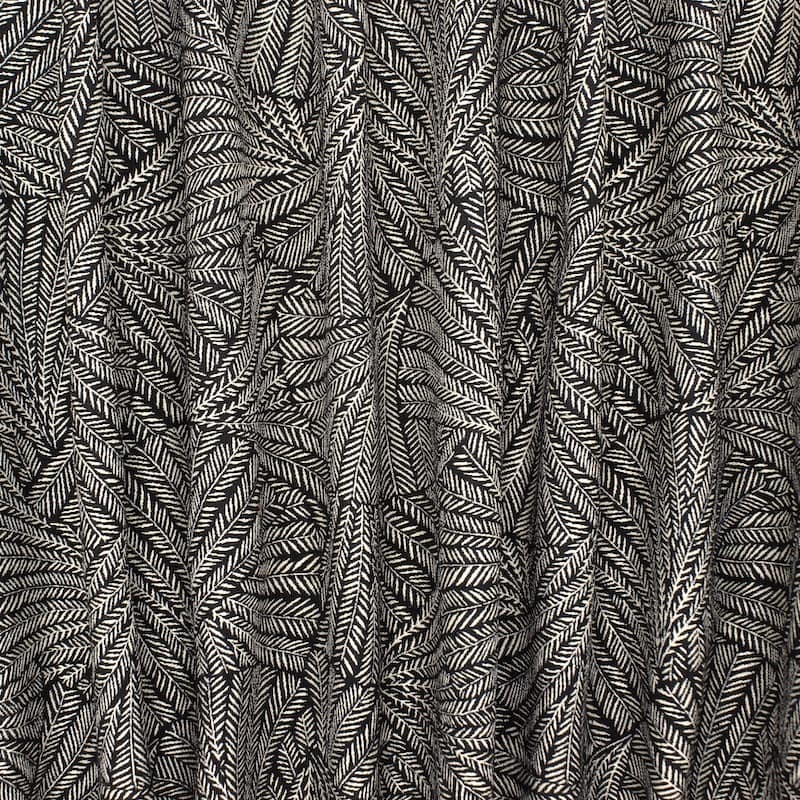 Jacquard fabric with foliage print - black