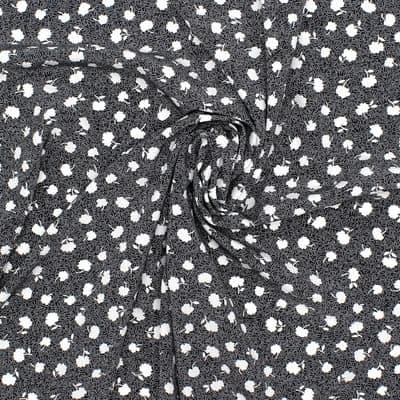 Polyester fabric with flowers - black