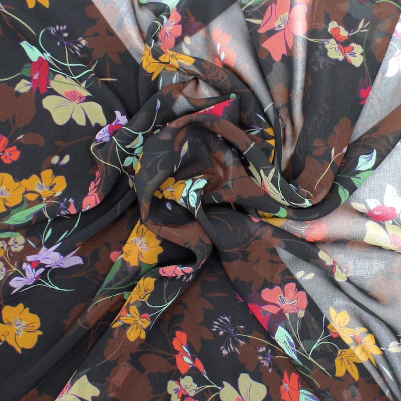 Floral polyester veil - black