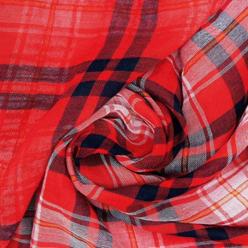 Checkered cotton veil - red