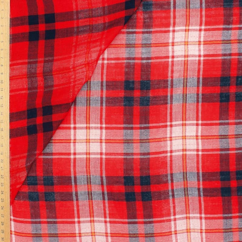 Checkered cotton veil - red