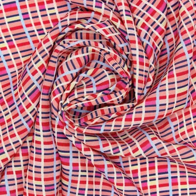 Checkered fabric 100% viscose - pink