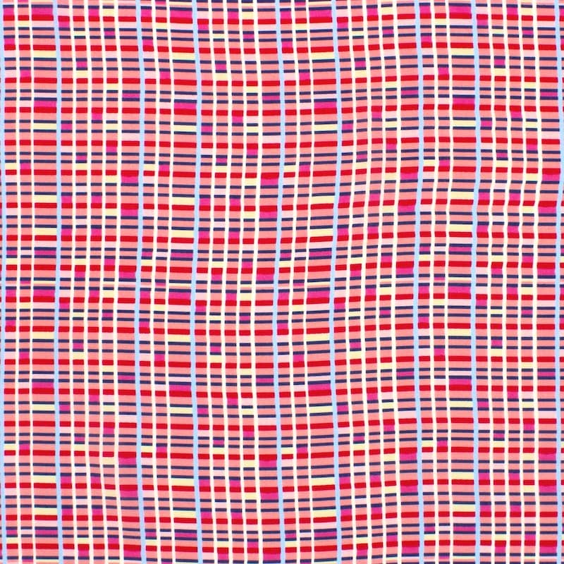 Checkered fabric 100% viscose - pink