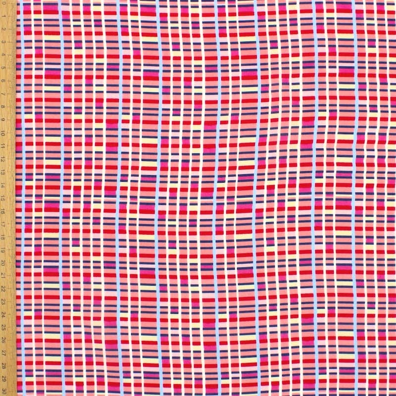 Checkered fabric 100% viscose - pink