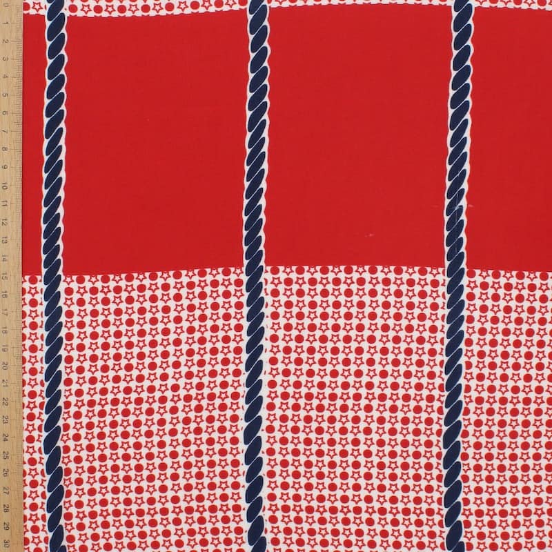 Printed viscose panel fabric - red