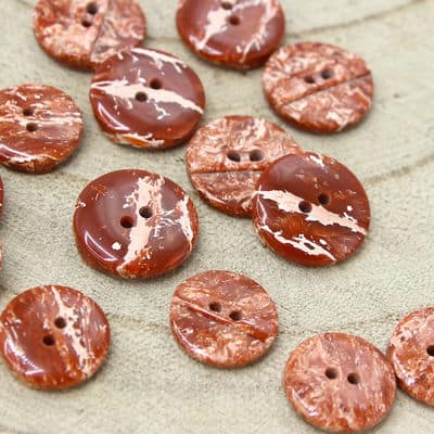 Resin button - marbled brown