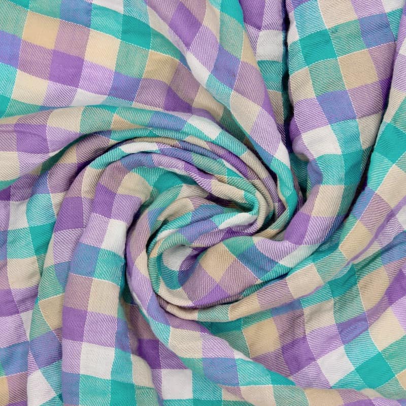 Checkered cotton fabric - multicolored