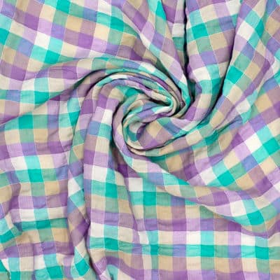 Checkered cotton fabric - multicolored