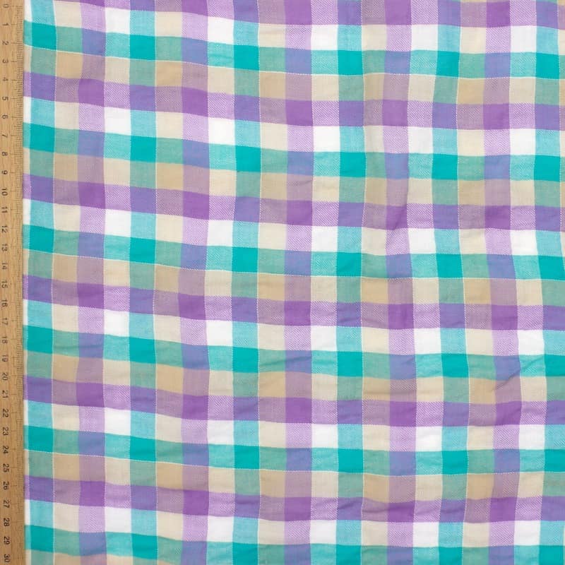 Checkered cotton fabric - multicolored