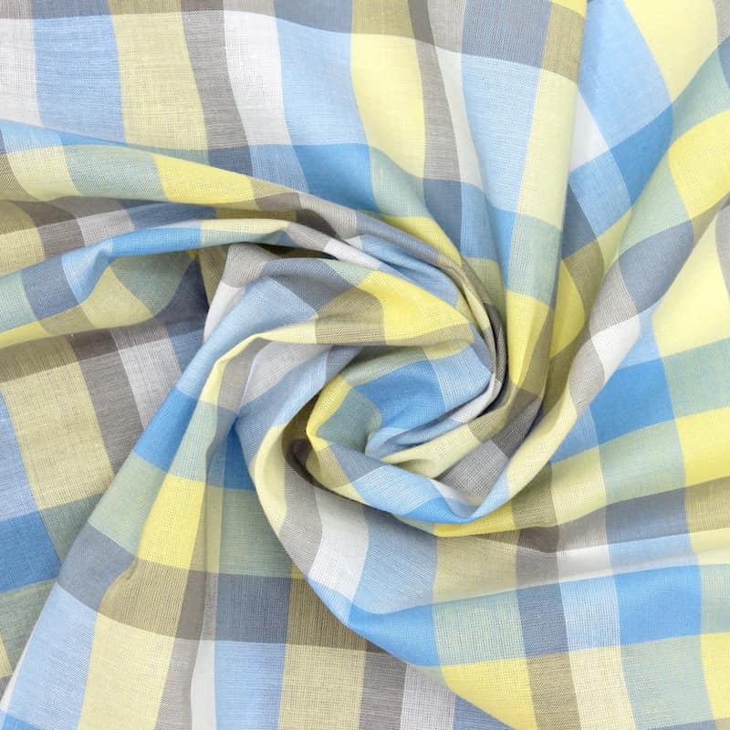 Checkered cotton fabric - multicolored 