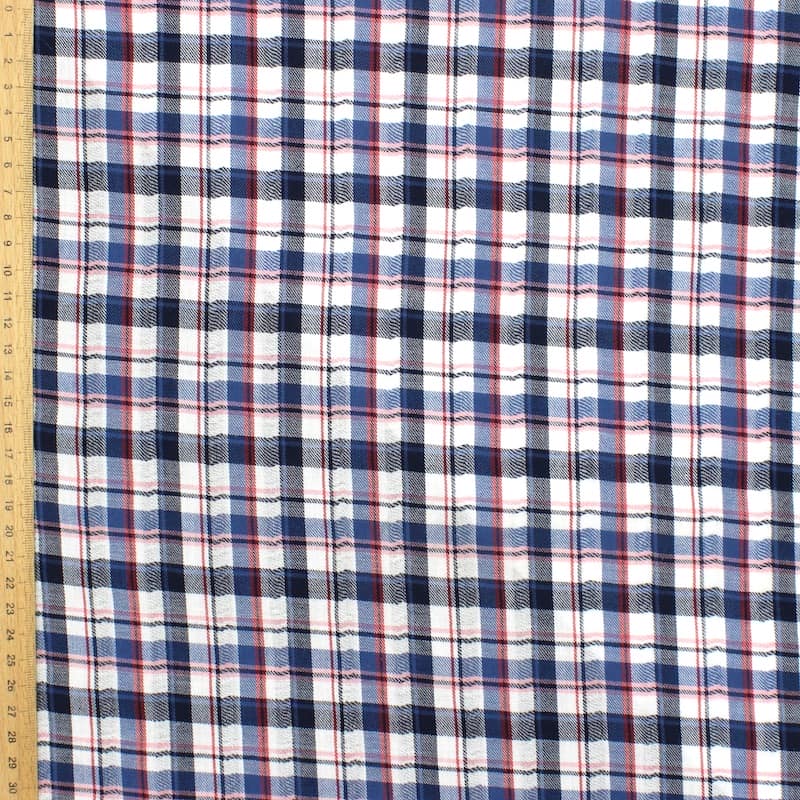 Checkered cotton - blue and off-white