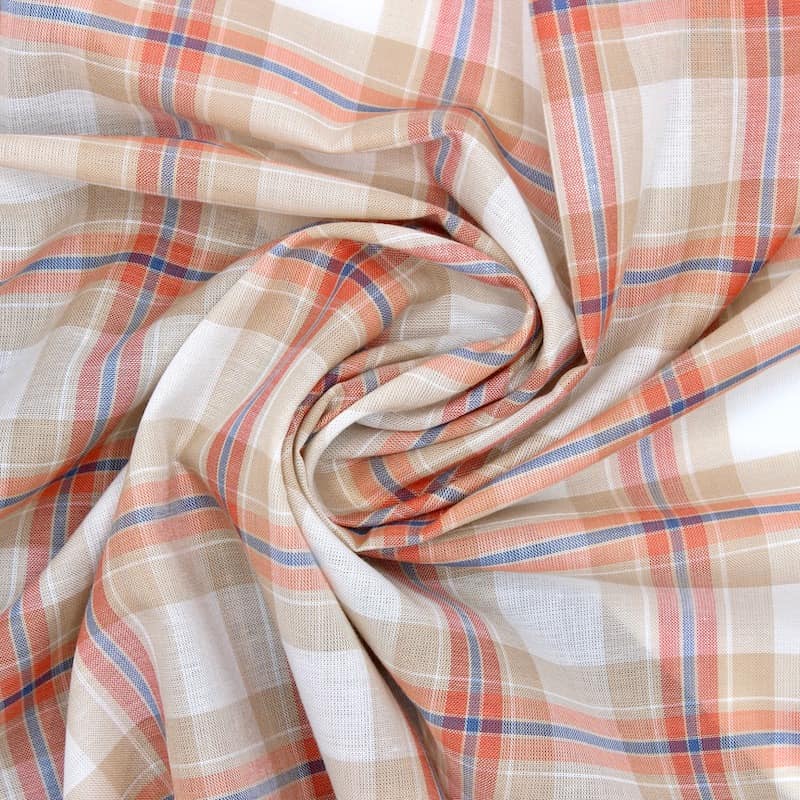 Checkered cotton fabric - beige 