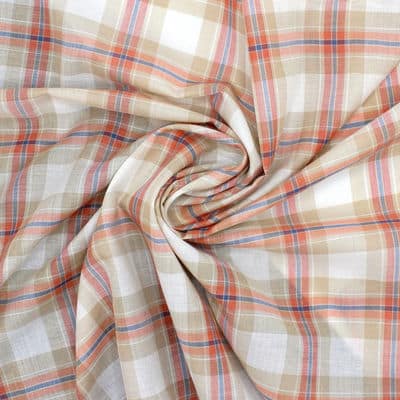 Checkered cotton fabric - beige 