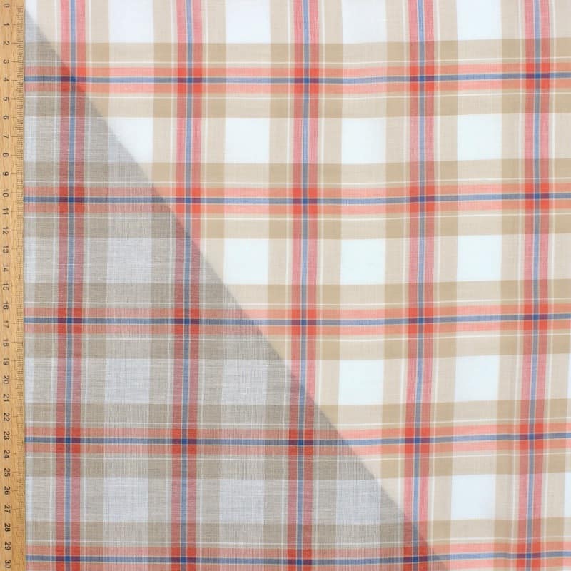 Checkered cotton fabric - beige 