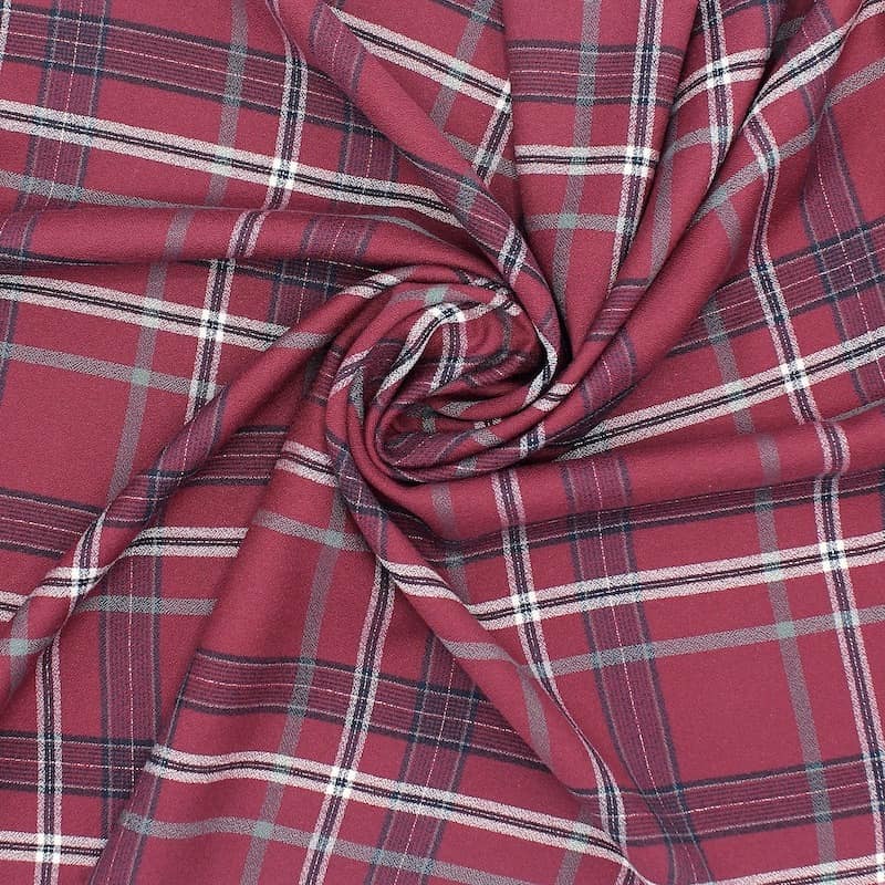 Checkered fabric with crêpe aspect - burgondy