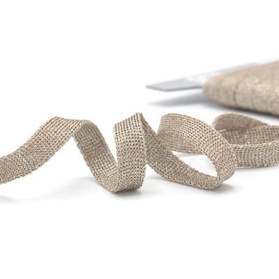 Flat cord with lurex thread - beige