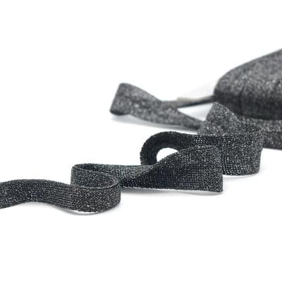 Pre-folded flat cord with lurex - black 