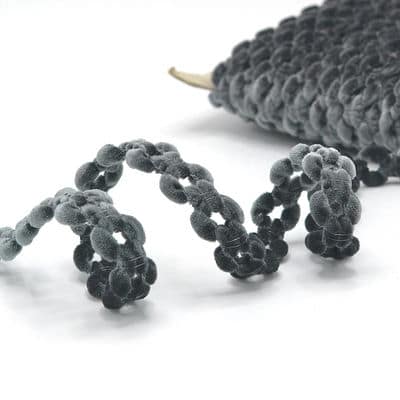 Fantasy braid trim in velvet - grey