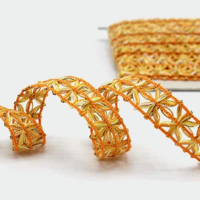 Fantasy ribbon in wool - yellow and orange