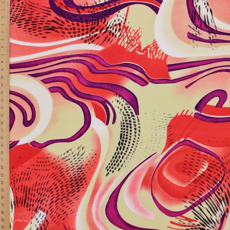 100% viscose fabric with graphic prints - multicolored 