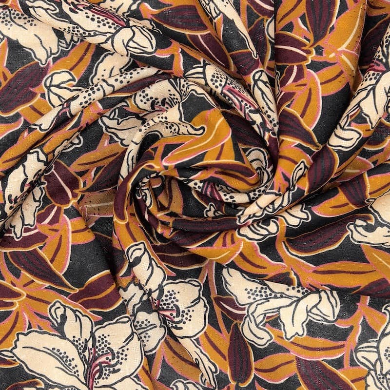 Printed fabric on jacquard - multicolored 