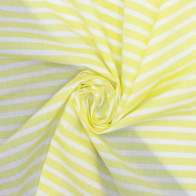 Tissu coton rayures - jaune et blanc