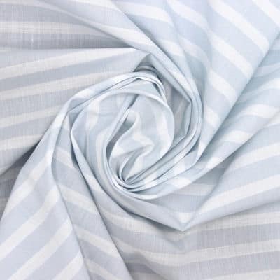 Striped cotton fabric - grey and white