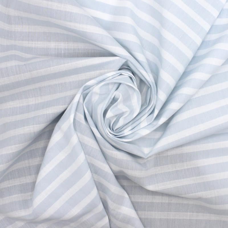 Striped cotton fabric - grey and white