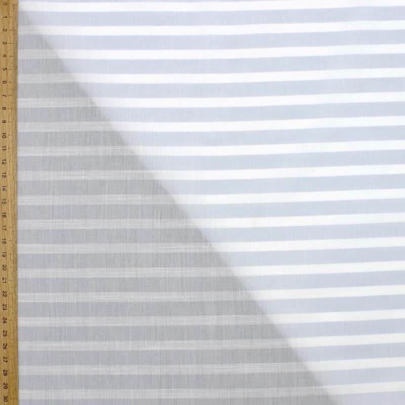 Striped cotton fabric - grey and white