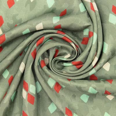 Viscose fabric with print on jacquard - green 