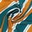 Striped viscose fabric - teal and rust-colored