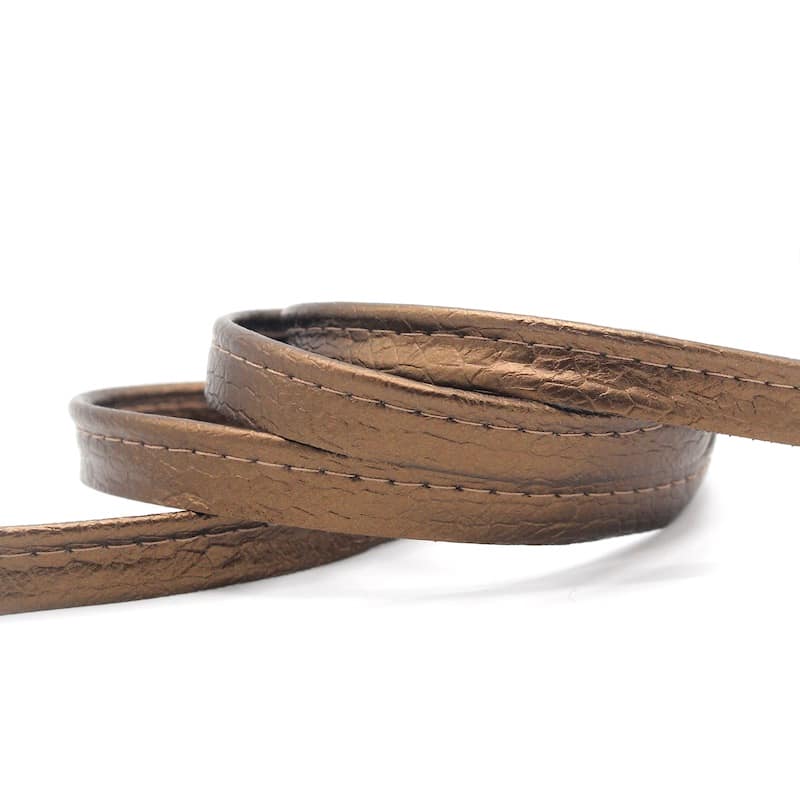Crackled faux leather ribbon - bronze