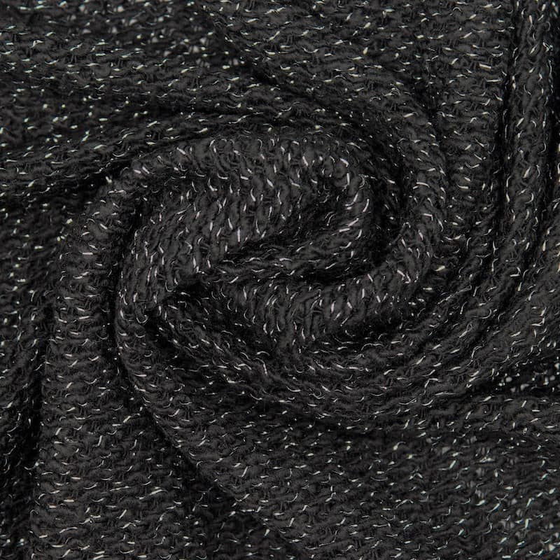 Knit fabric with silver thread - black