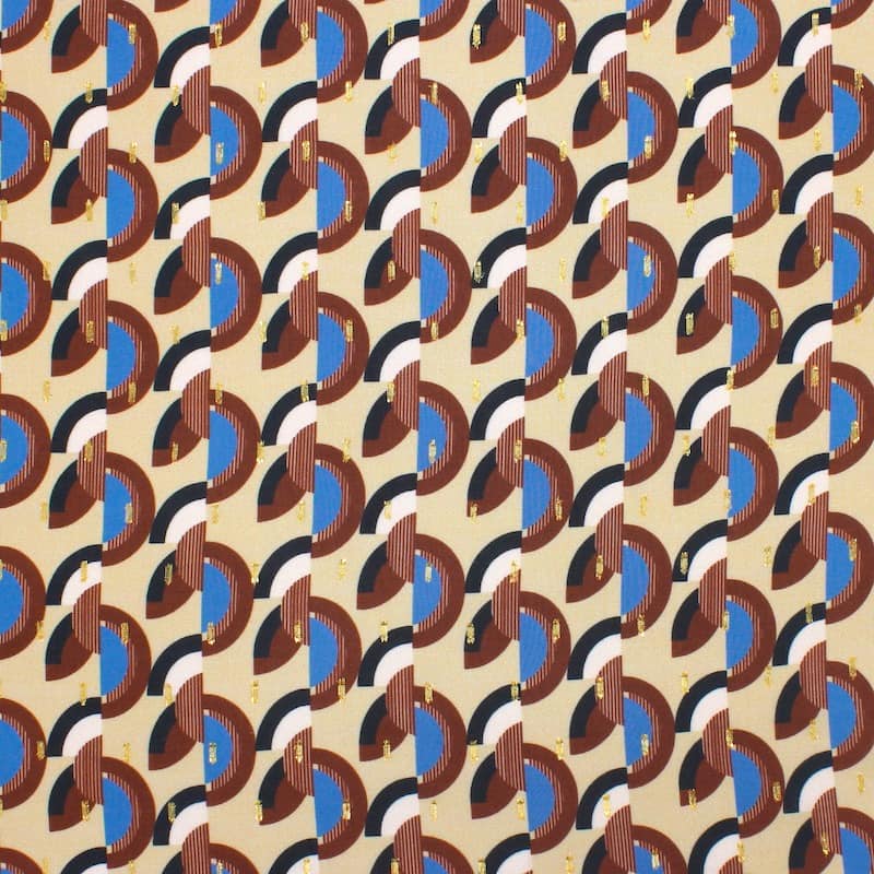 Viscose fabric with graphic print - beige 