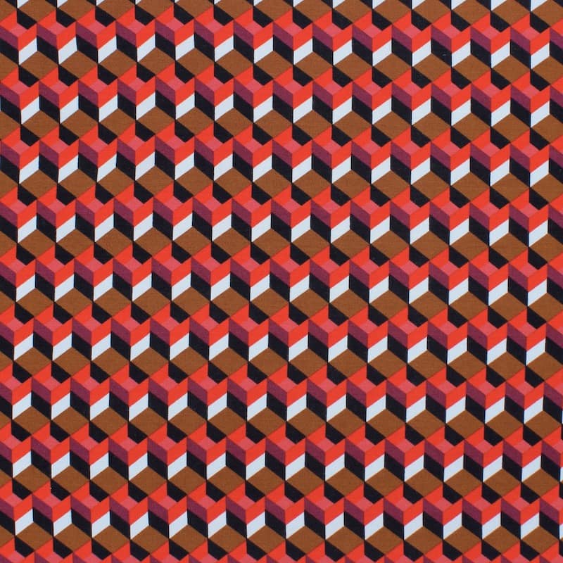 Viscose jerseystof met grafische print - rood 