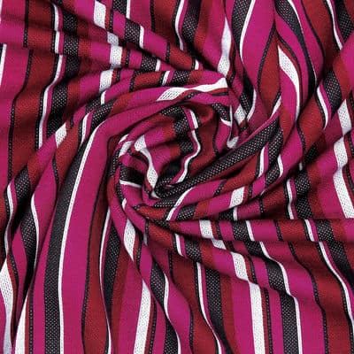 Striped knit jacquard fabric - fuchsia 