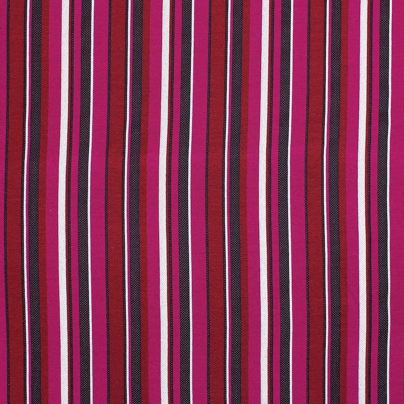 Gestreepte gebreide jacquardstof - fuchsia 