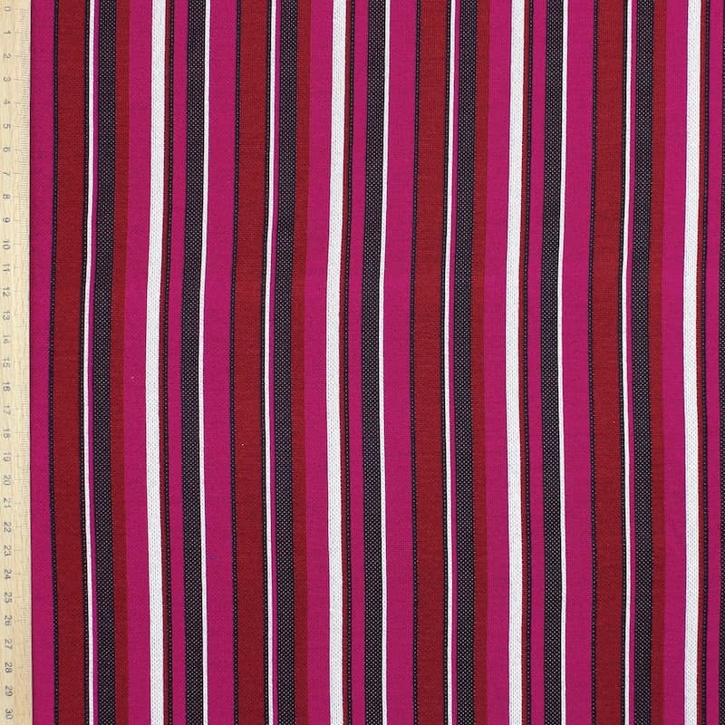 Gestreepte gebreide jacquardstof - fuchsia 