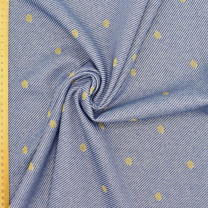 Tissu maille pois lurex - bleu