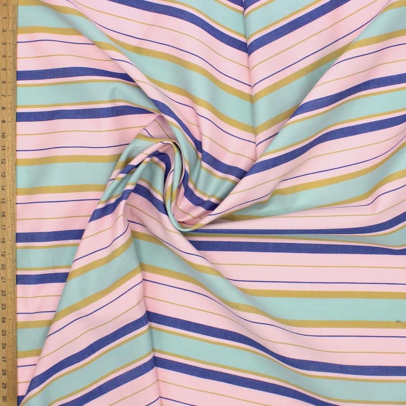 Striped fabric 100% cotton - multicolored 