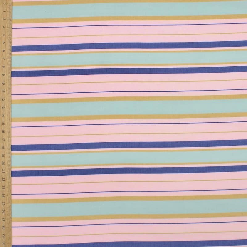 Striped fabric 100% cotton - multicolored 