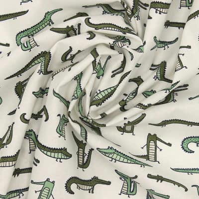100% cotton fabric with crocodile - off-white