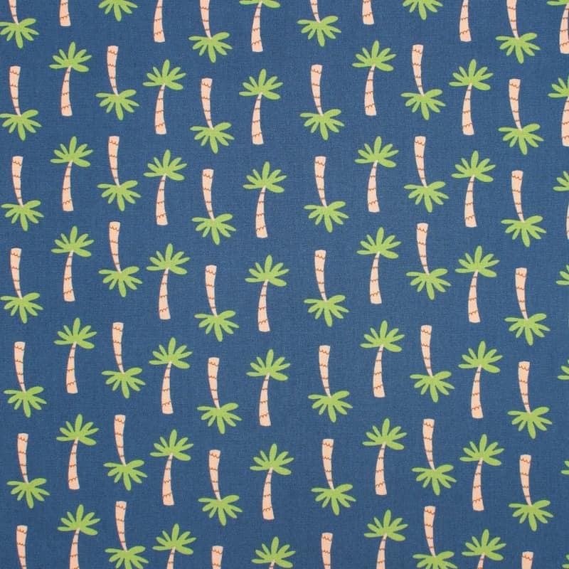 100% katoen met palmbomen - blauw 
