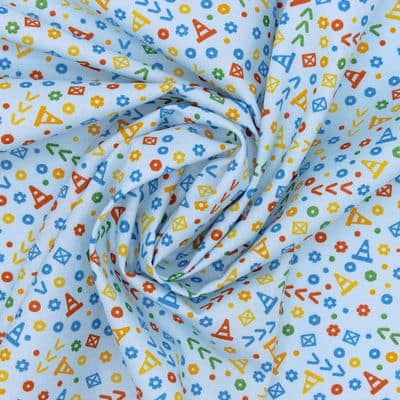 Cotton fabric with small patterns - sky blue 