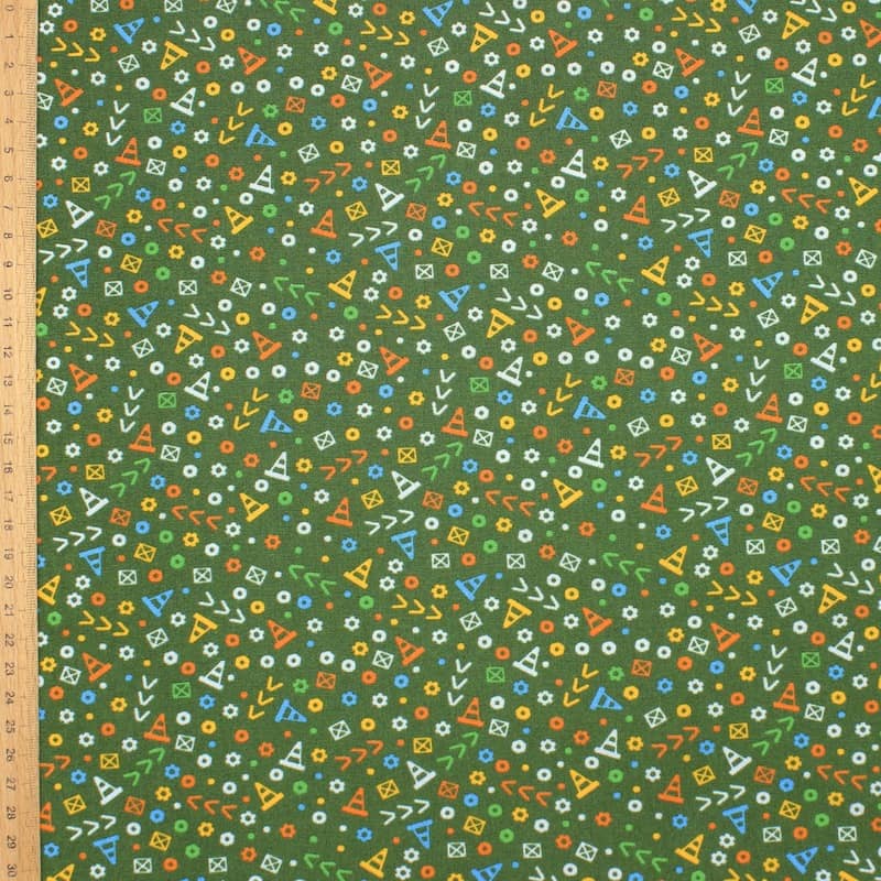 Cotton fabric with small patterns - green