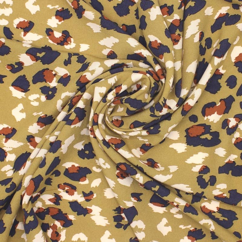 Viscose fabric with animals - beige