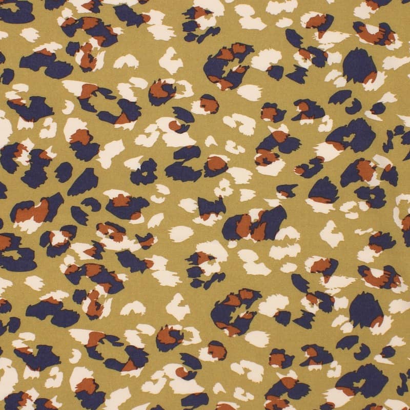 Viscose fabric with animals - beige