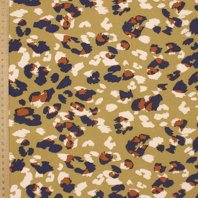 Viscose fabric with animals - beige